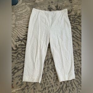 Eyelet floral embroidered cotton pants